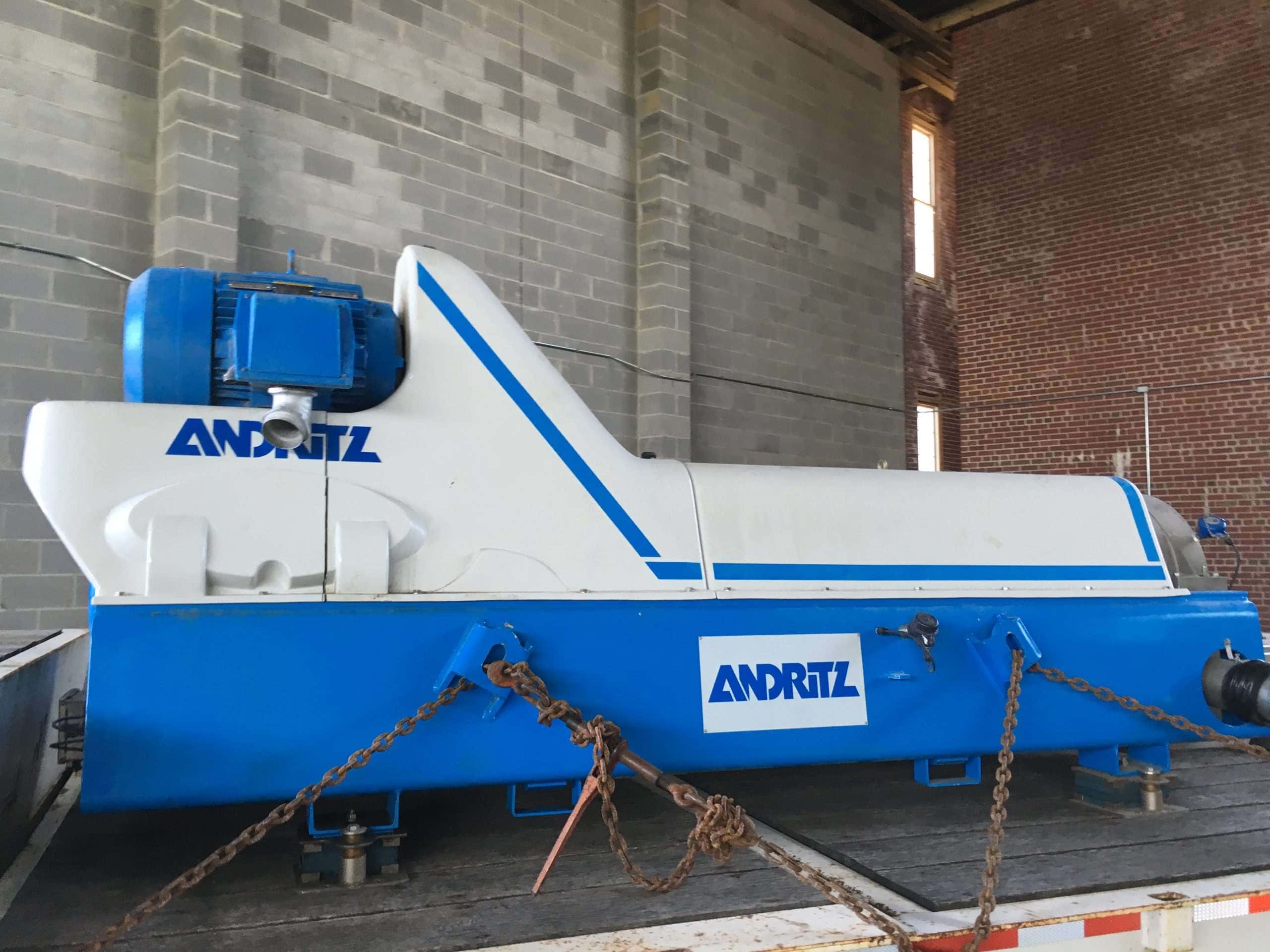 Andritz decanter centrifuge undergoing repair at a Centrifuge World service center