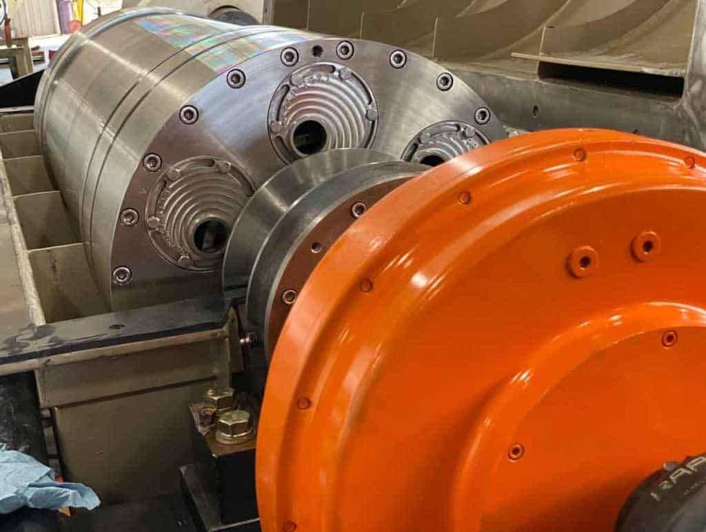 Disc-stack centrifuge repair in progress